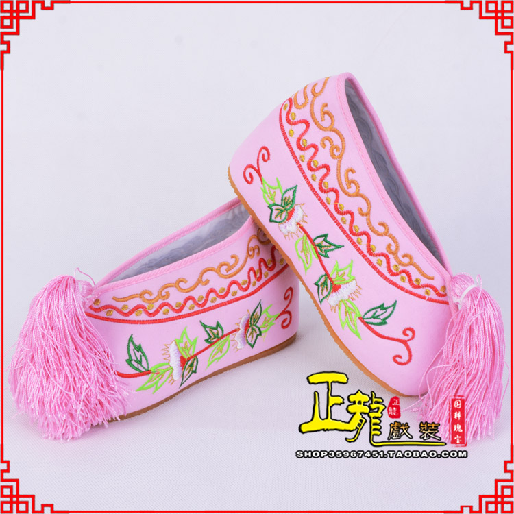 长沙花旦鞋女绣花彩鞋 舒适款草花内高彩鞋
